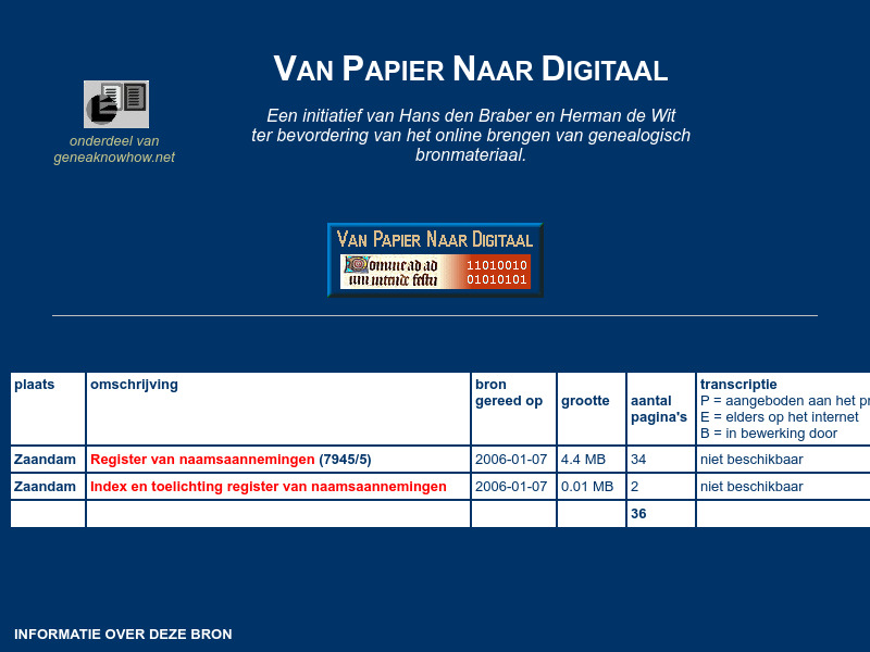 Screenshot van website