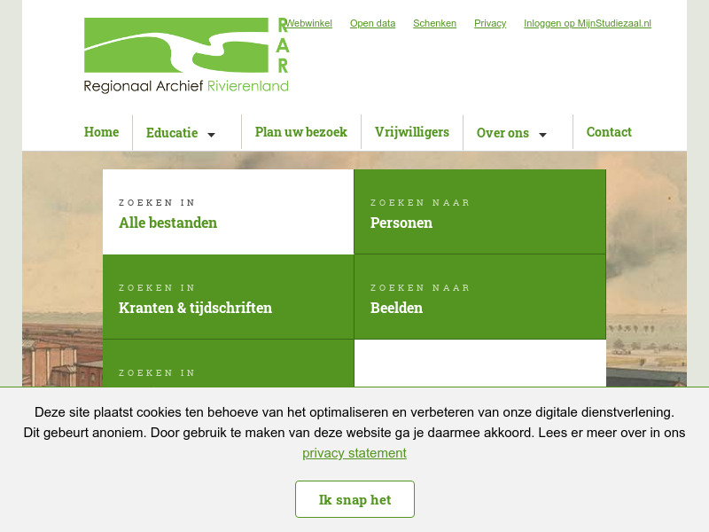 Screenshot van website