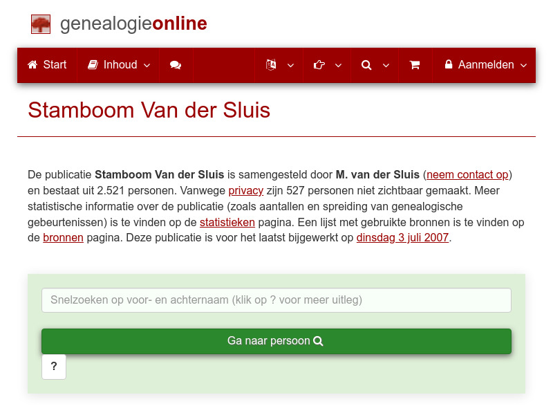 Screenshot van website