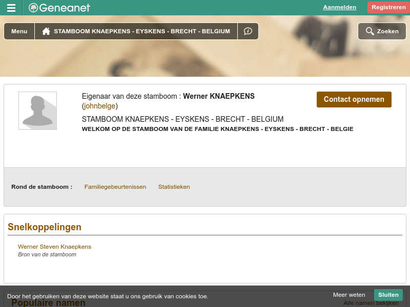 Screenshot van website