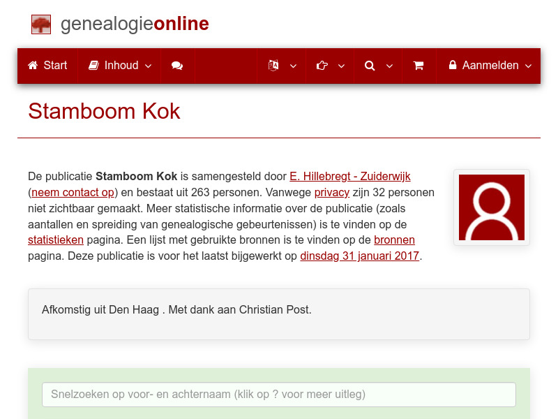 Screenshot van website