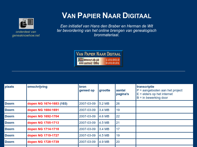 Screenshot van website