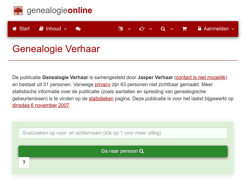 Screenshot van website