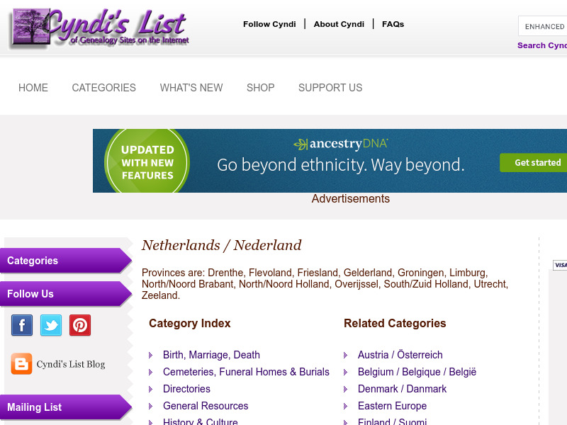 Screenshot van website