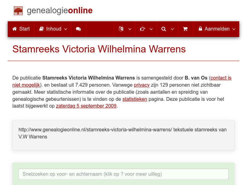 Screenshot van website