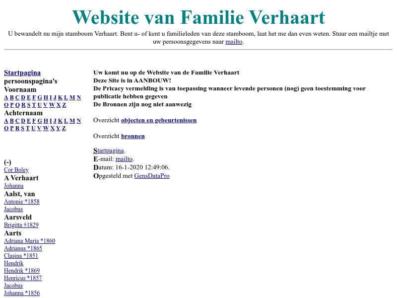 Screenshot van website
