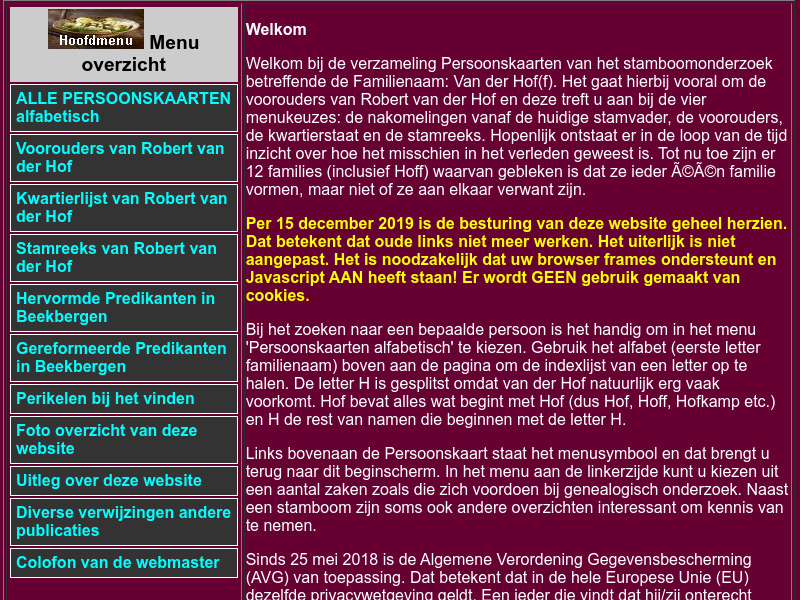Screenshot van website