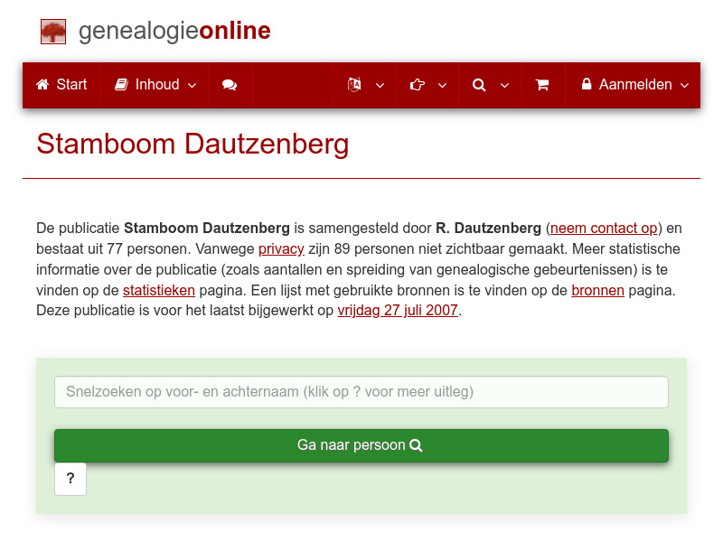 Screenshot van website