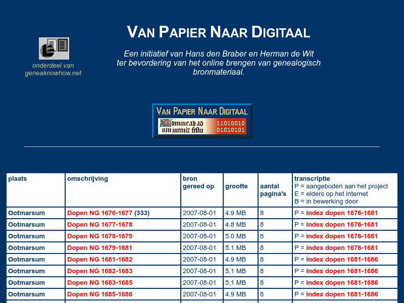 Screenshot van website