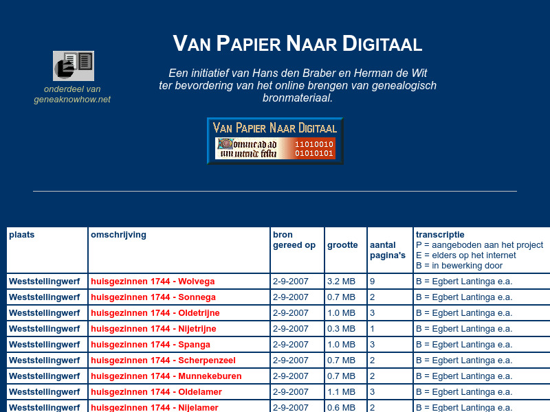 Screenshot van website