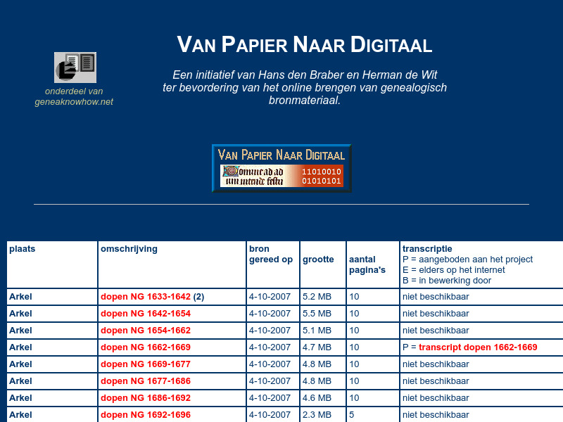 Screenshot van website