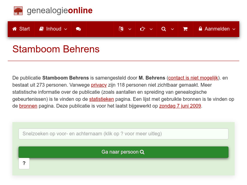 Screenshot van website