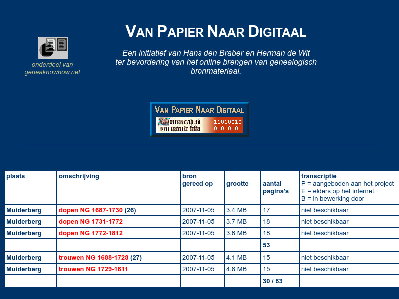 Screenshot van website