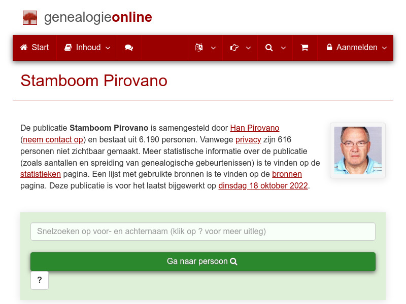 Screenshot van website