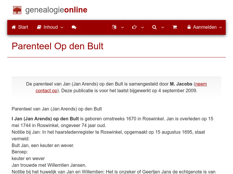 Screenshot van website
