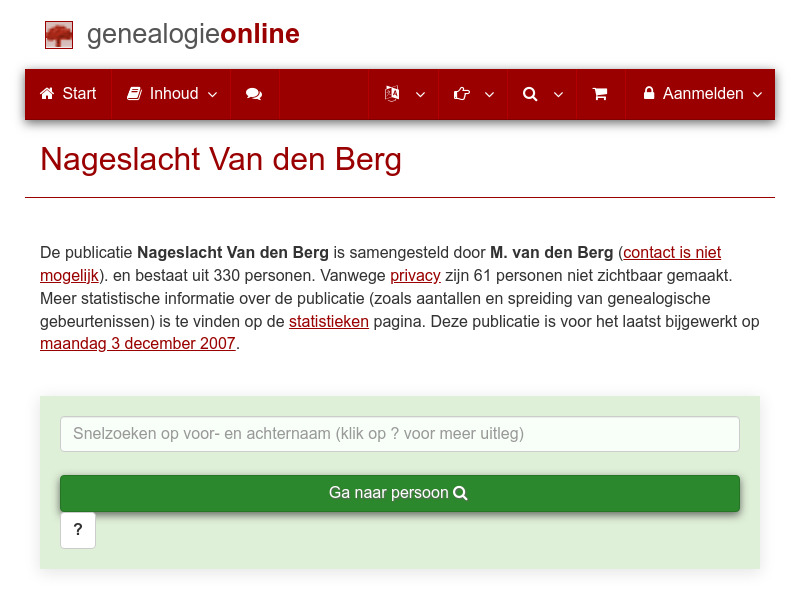 Screenshot van website
