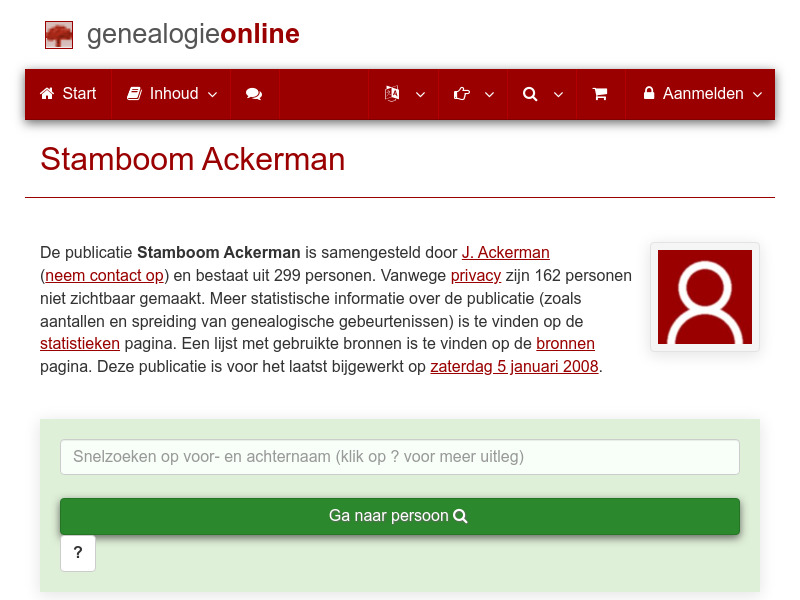 Screenshot van website