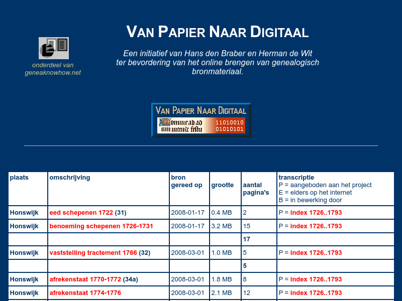 Screenshot van website