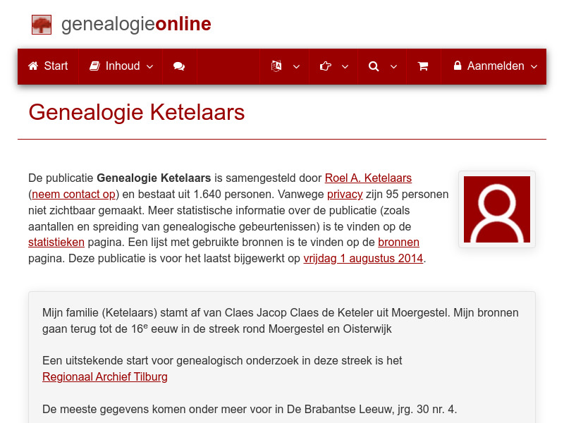 Screenshot van website
