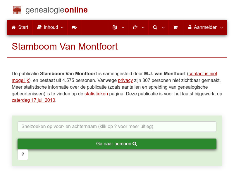 Screenshot van website