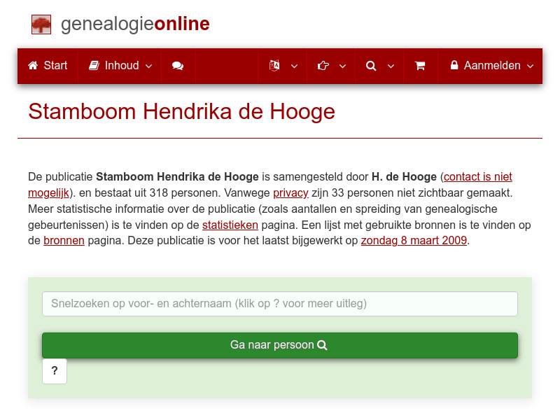 Screenshot van website
