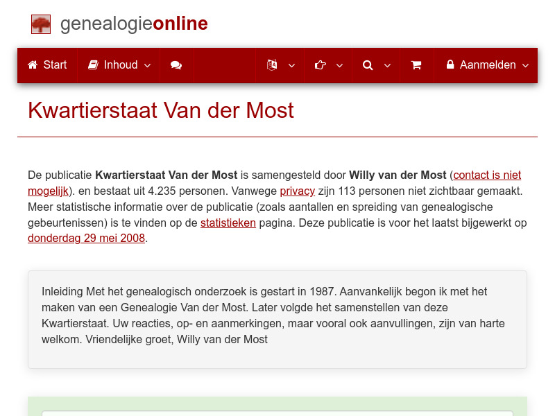 Screenshot van website
