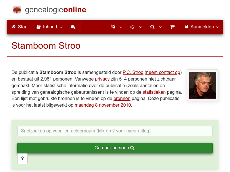 Screenshot van website