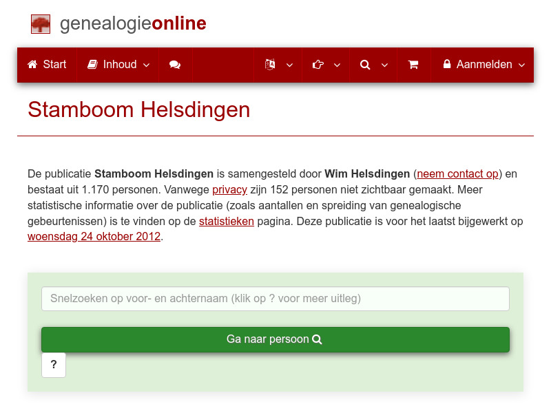 Screenshot van website