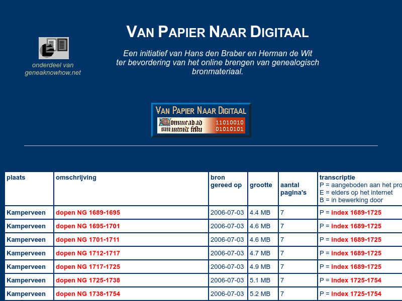 Screenshot van website