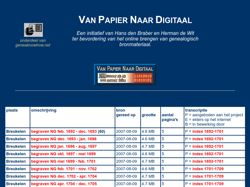 Screenshot van website