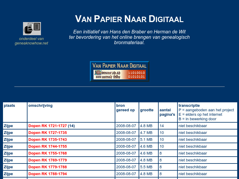 Screenshot van website