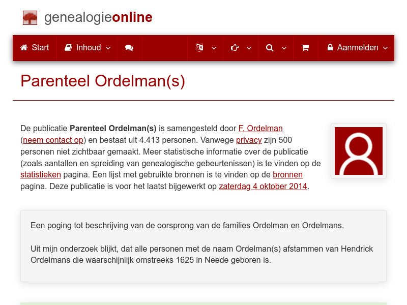 Screenshot van website