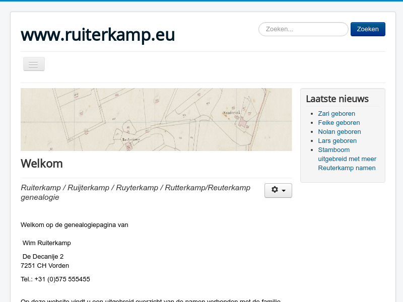 Screenshot van website