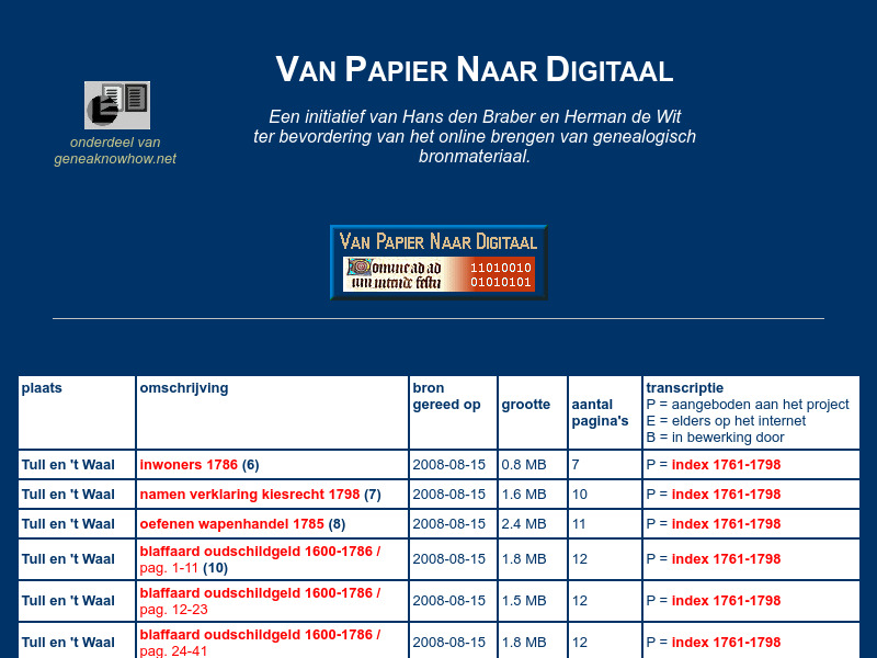Screenshot van website