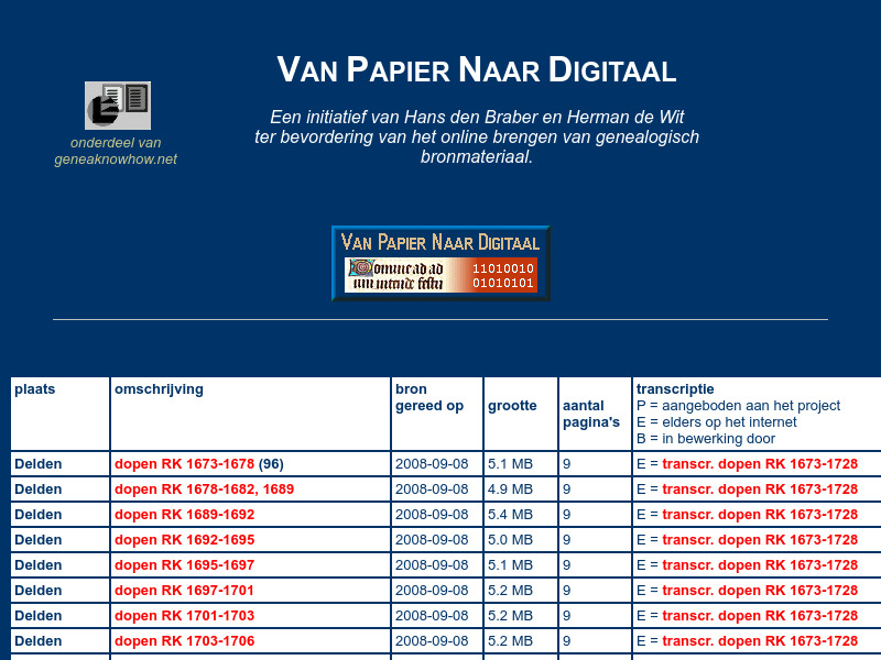 Screenshot van website