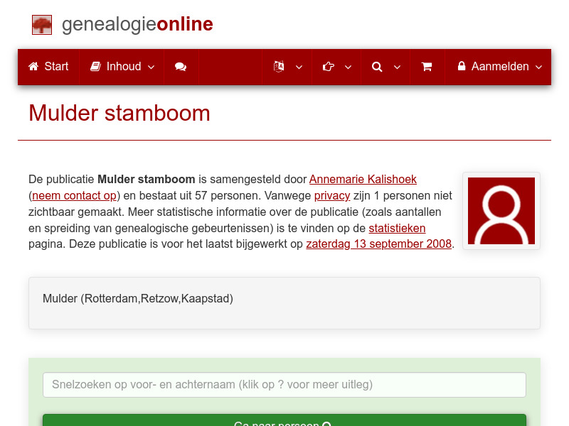 Screenshot van website