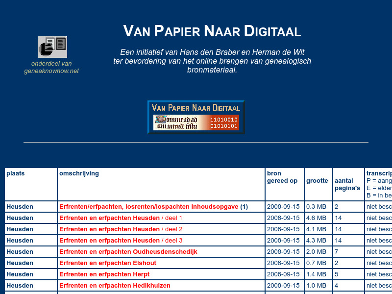 Screenshot van website