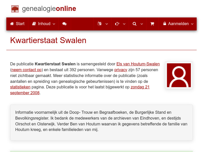 Screenshot van website