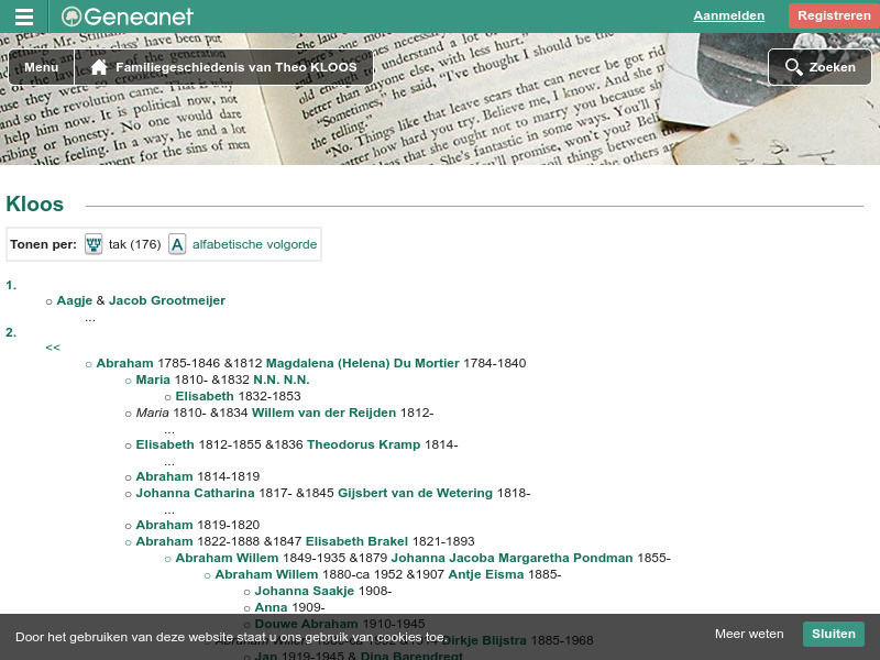 Screenshot van website