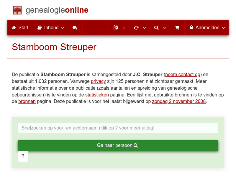 Screenshot van website