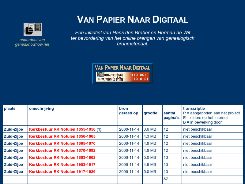 Screenshot van website