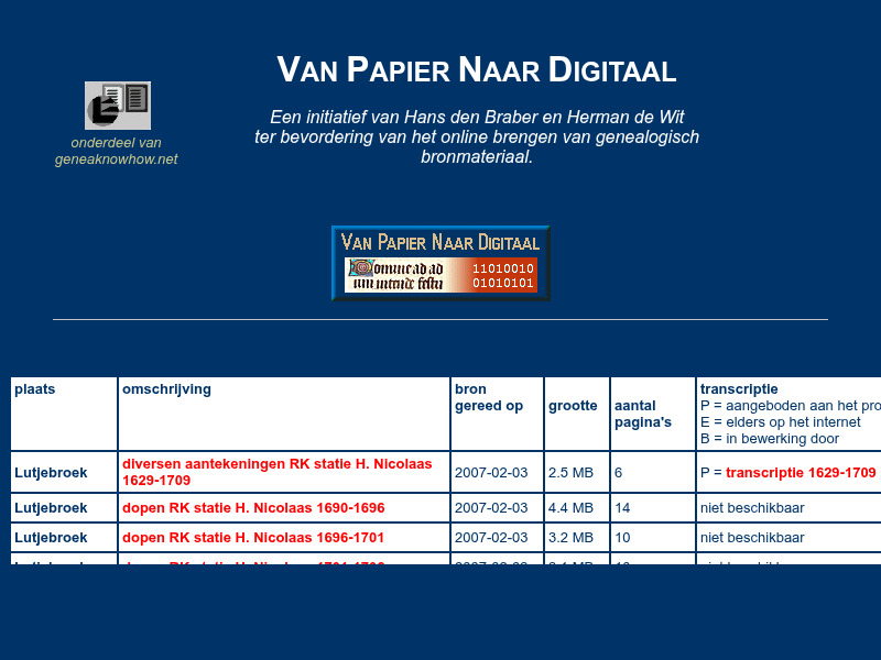 Screenshot van website
