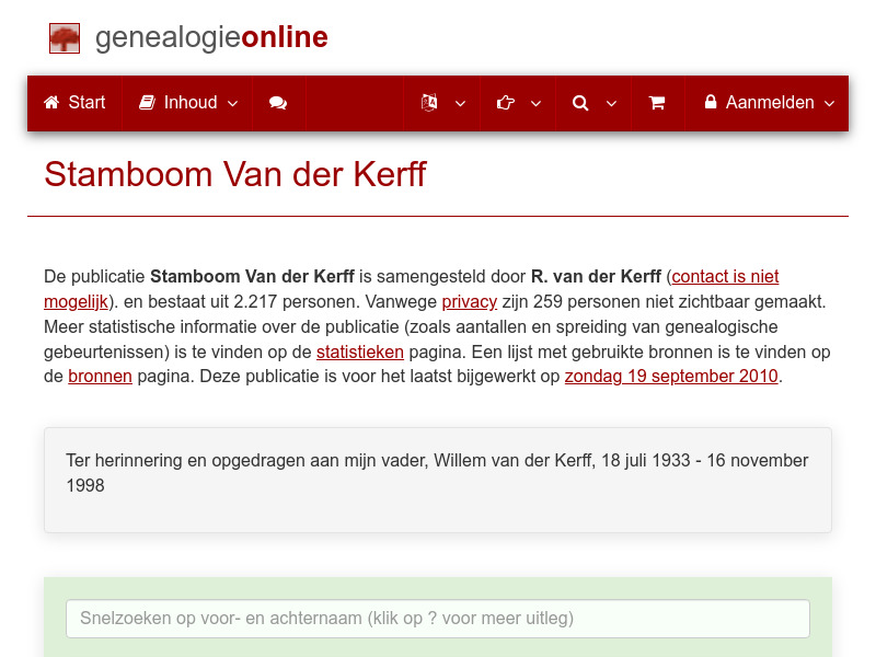 Screenshot van website