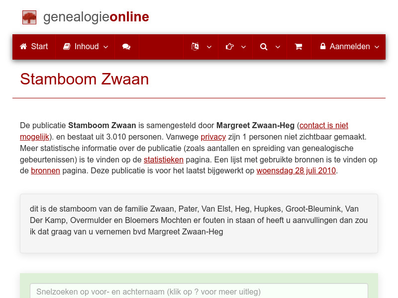 Screenshot van website