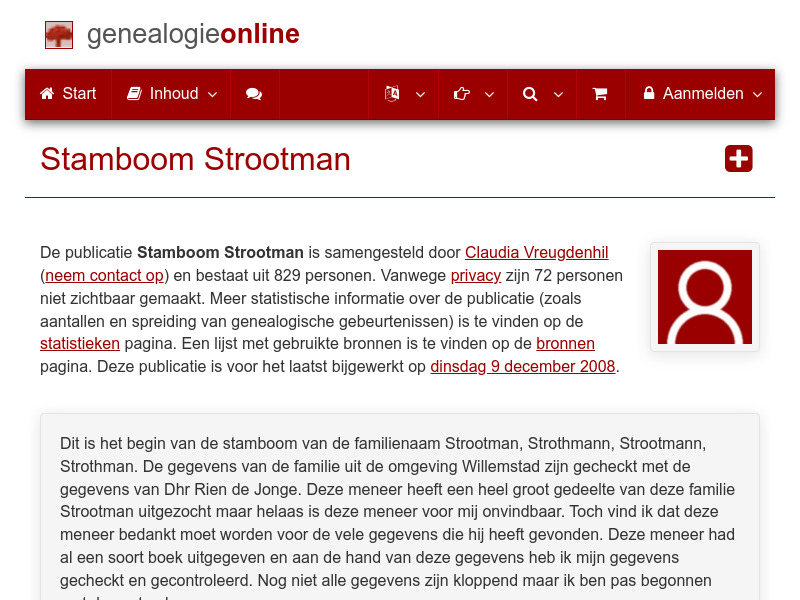 Screenshot van website