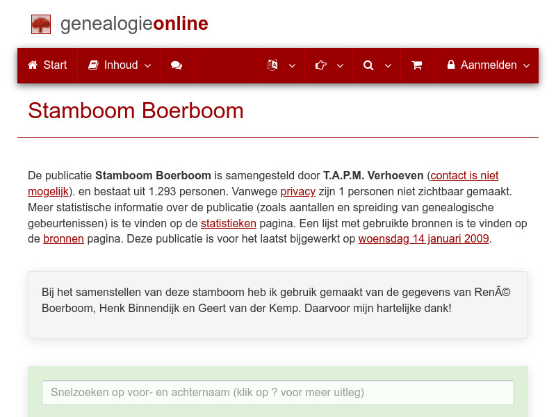 Screenshot van website