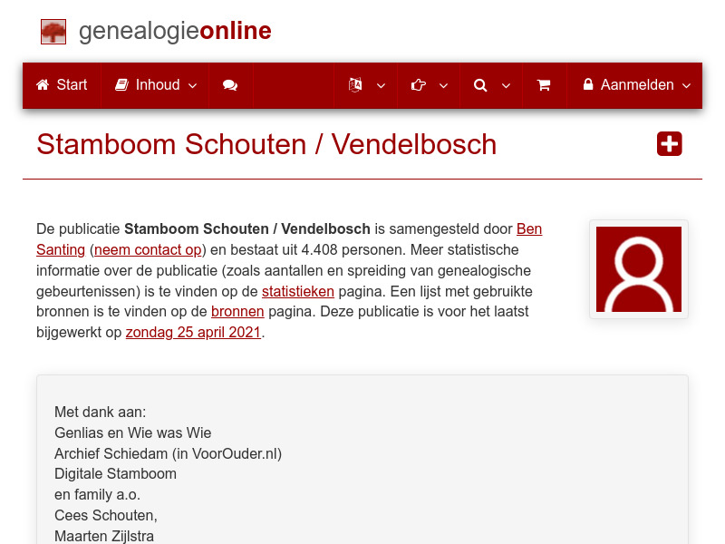 Screenshot van website