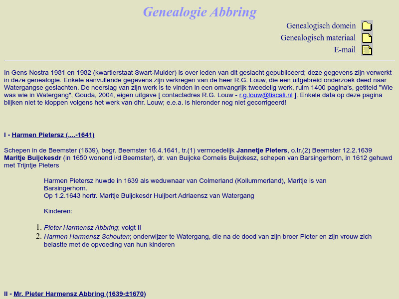 Screenshot van website