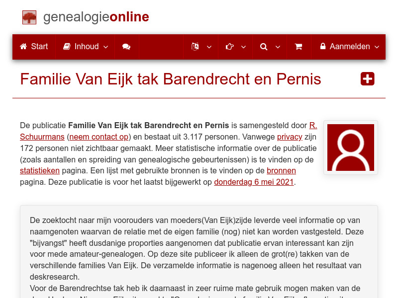 Screenshot van website