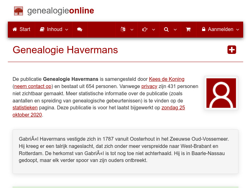 Screenshot van website